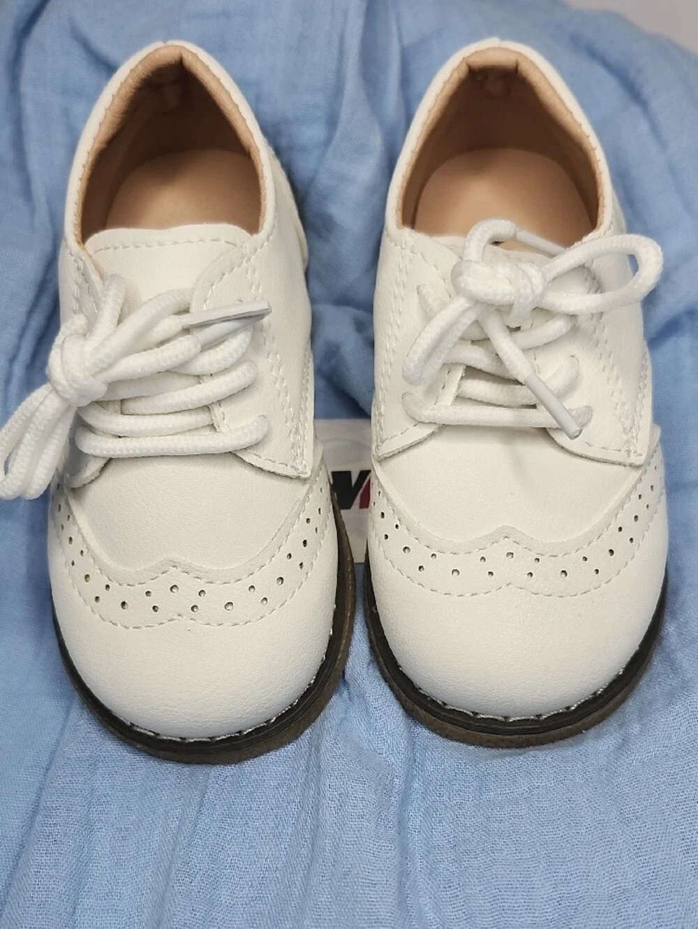 MG Baby Toddler 5.5 White Faux Leather Brogue Shoes NEW with Tags